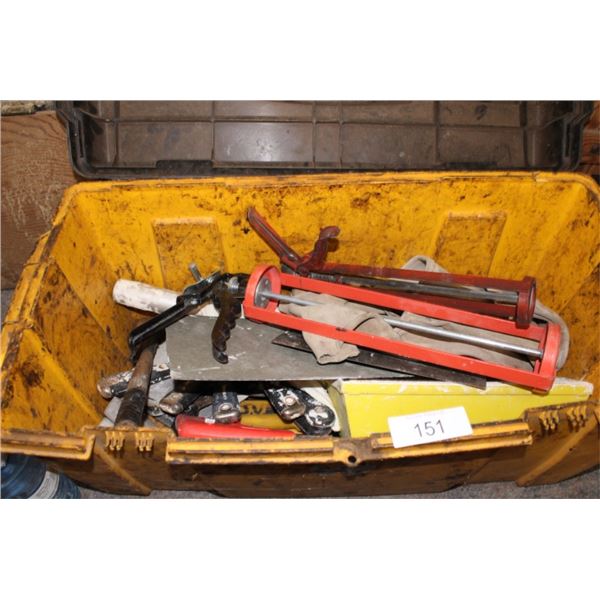 2 caulking guns, putty knifes, chalk line,