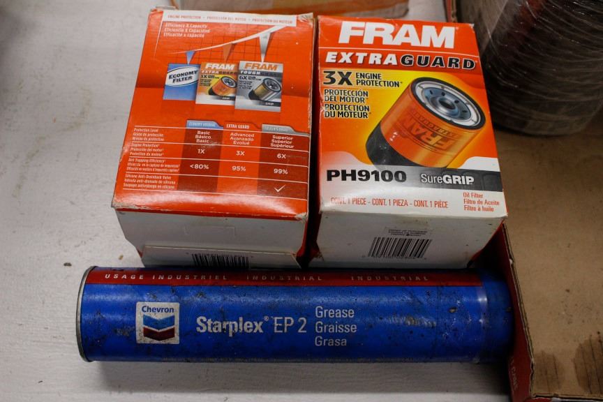 Oil filter, Starplex EP2 grease, motor oil,