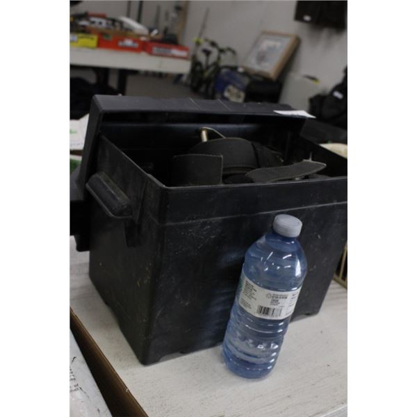 Battery box, ratchet straps