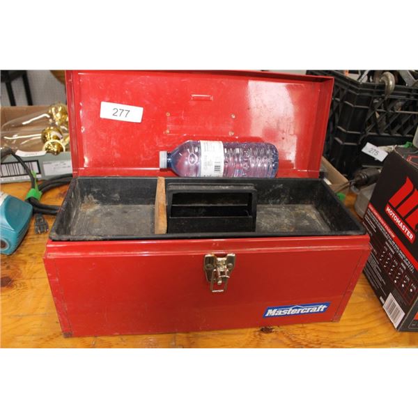 Mastercraft toolbox, screwdrivers, hose nozzle