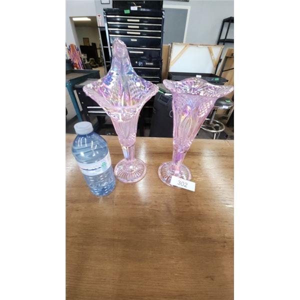 Vintage Pink art glass vases