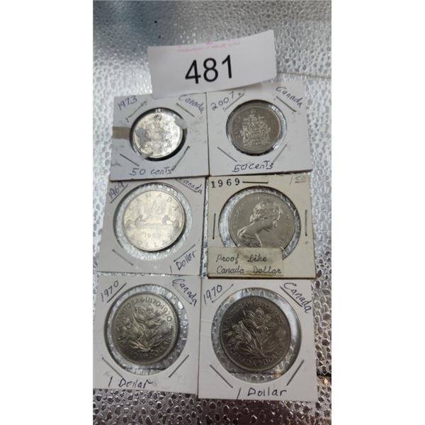 Canadian coins collection 2-one dollar coins 1969