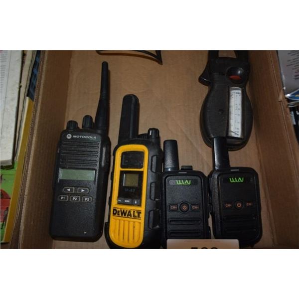Walkie talkie radios, clamp on multimeter