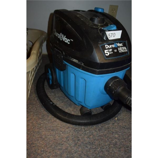 Dura Vac 5 HP wet/dry vacuum works