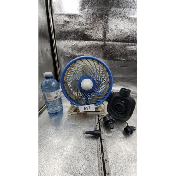 Air mattress pump, desk fan