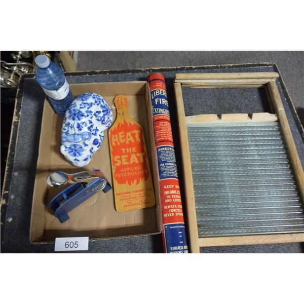 Washboard, liberty fire extinguisher, heat   the