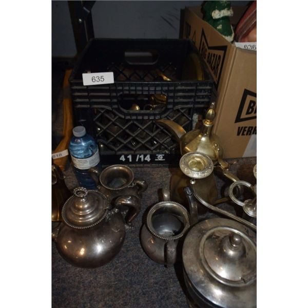 Collection of metal cups & teapots