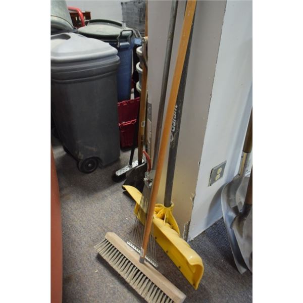 Snow shovel, broom, rake