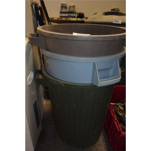 3 garbage cans