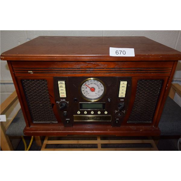 Vintage style radio w/ CD player, record player