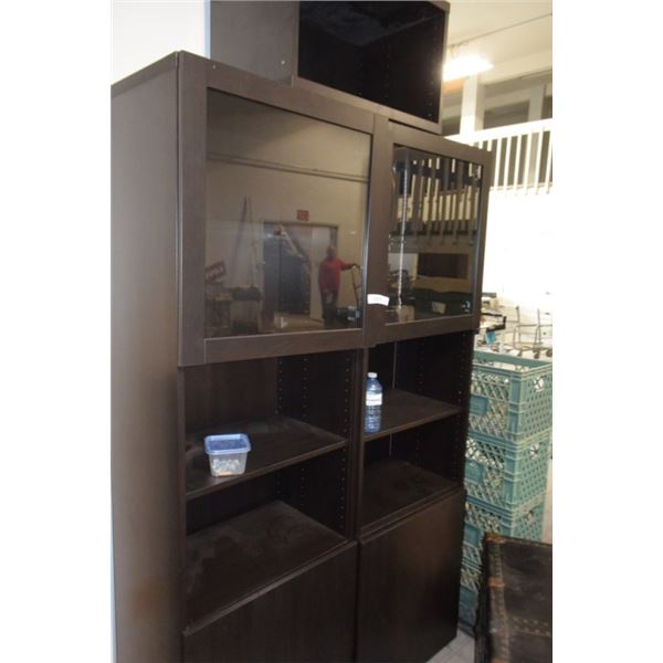 Black shelving units