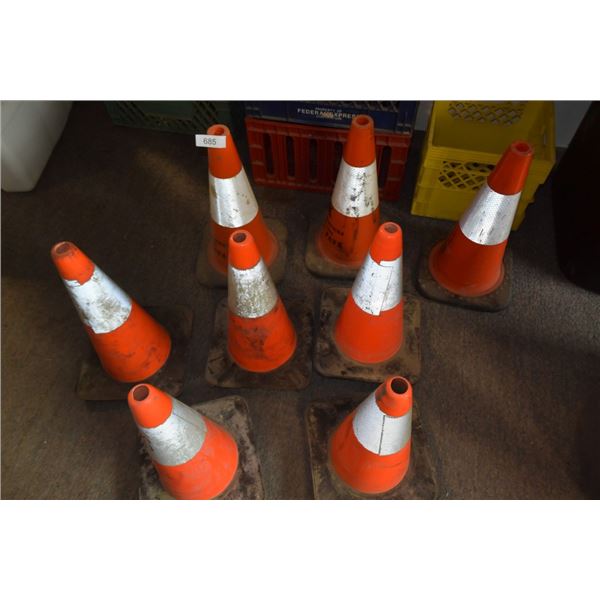 Traffic cones, milk crate