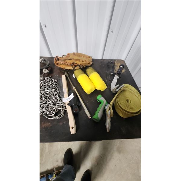 Tow Strap / new wire brush / baseball glove