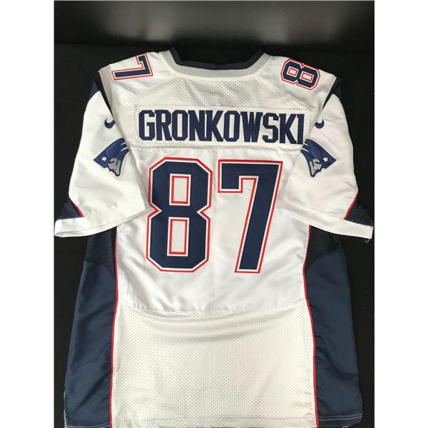 ROB GRONKOWSKI STITCHED NIKE WHITE PATRIOTS ON FIELD JERSEY