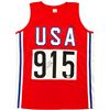 Image 1 : Carl Lewis signed Red Team USA Custom Stitched Pro Style Track