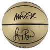 Image 1 : MAGIC JOHNSON AND LARRY BIRD SIGNED WILSON GOLD BASKETBALL (BECKETT COA)