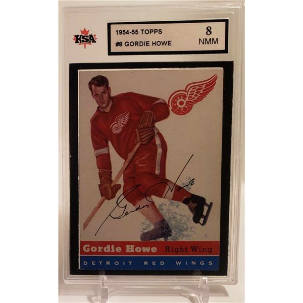 1954-55 TOPPS NO.8 GORDIE HOWE RC KSA GRADED 8