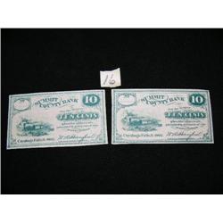 2 - 10 cent notes 1862 from Summit County bank in Cuyahoga Falls, OH (194)