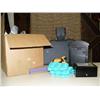 Image 1 : Box of misc. items: telephone, pilot ink pens, computer table, jewelry boxes, etc. (199)