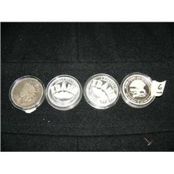 4 - 1 oz silver medallions, N. American big game hunting club, 2 St. Joe River, ID Centennial coin, 