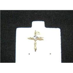 Diamond cross pendant, 10K yellow gold, round faceted, approx. .01 carats, clarity SI2, Color J, est