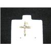 Image 1 : Diamond cross pendant, 10K yellow gold, round faceted, approx. .01 carats, clarity SI2, Color J, est