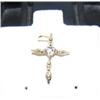 Image 2 : Diamond cross pendant, 10K yellow gold, round faceted, approx. .01 carats, clarity SI2, Color J, est