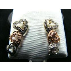 Diamond earrings, three tone gold, round cut, approx. .30 carats, clarity SI1-I2, color I-J, estimat