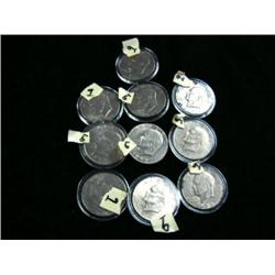 Lot of 10 Eisenhower dollars: 3 - 1972,  3 - 1976, 4 - 1977 (154)