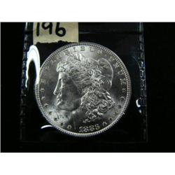 CHOICE on 2 Morgan silver dollars1883 mint state 63 brilliant un-circulated (194)