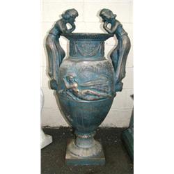 Approx. 3'7" cast iron urn with 2 ladies (1)