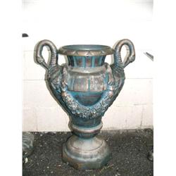 Approx. 2.5" cast iron urn with swan head handles (1)