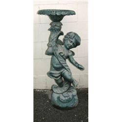 CHOICE on 2: Approx. 3' angel holding flower shaped urn - cast iron (1)