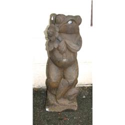 Approx. 2.25' stone frog with flowers (1)