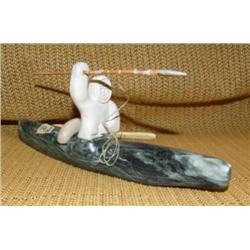 Soapstone kayaker with spear (2)
