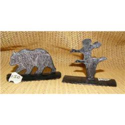 2 scrimshawed baleen by Robert Crumley: bear and 2 flying geese (2)