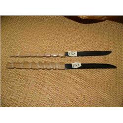 Lot of 2 baleen and fossilized ivory letter openers (2)
