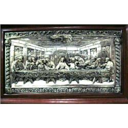 Framed "Last Supper," made of metal (700)