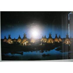 Signed and numbered print of teepees at night by Jeanne Rager 246/500 (2)