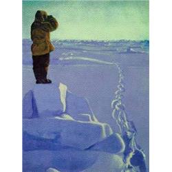 Signed and numbered Fred Machetanz "Trail of the Great White Bear" 285/950 (2)