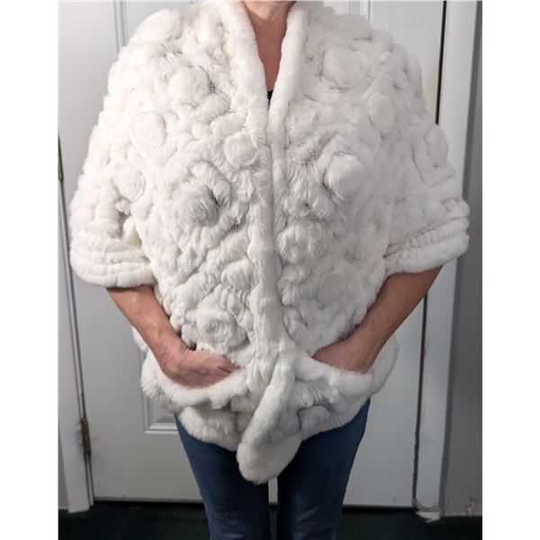 WHITE REX RABBIT SHAWL