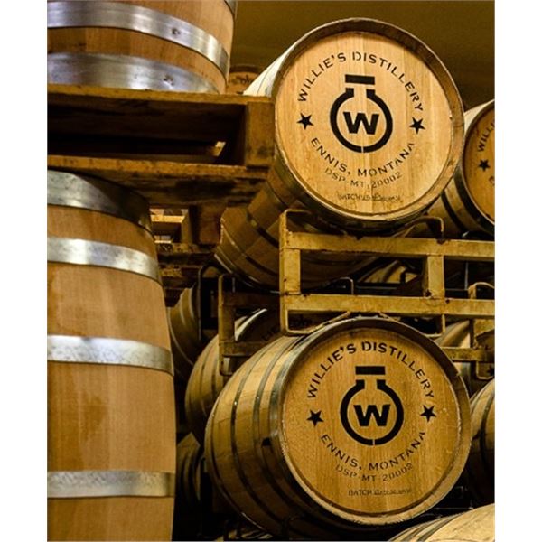 Two White Oak Charred Whiskey Grails and One White Oak Whiskey Barrel from Willie's Distillery