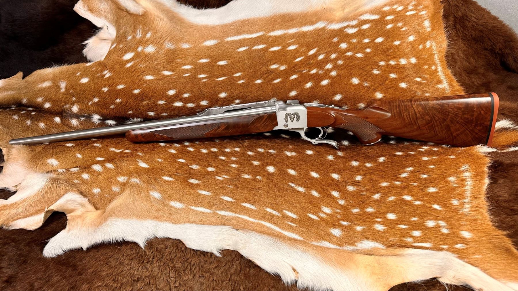 Custom Ruger Number 1 Rifles Ruger No. 1 Sporter 300 PRC with Custom 40th Anniversary Engraving by ...