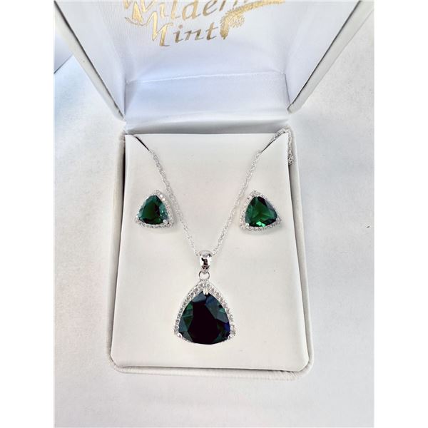 Wilderness Mint Pendant and Earrings