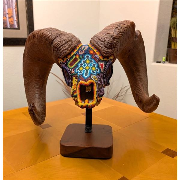 Beautiful Beaded Ram Skull