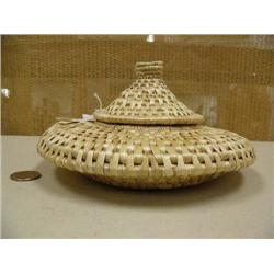 Very unusual basket 8" wide 4.5" tall by Flora Wassillie from Togiak, AK (2)