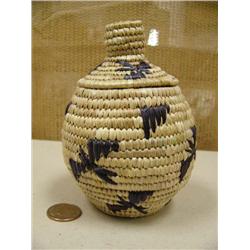 6" Hooper Bay grass basket with dyed berry design (2)