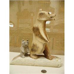 11" walking grizzly bear and cub by Aningayou fro Savoonga (2)
