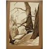 Image 1 : Original water color by Diana Tillion - famous Alaskan Artist 26"x17.5" man walking through trees (1