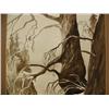 Image 4 : Original water color by Diana Tillion - famous Alaskan Artist 26"x17.5" man walking through trees (1